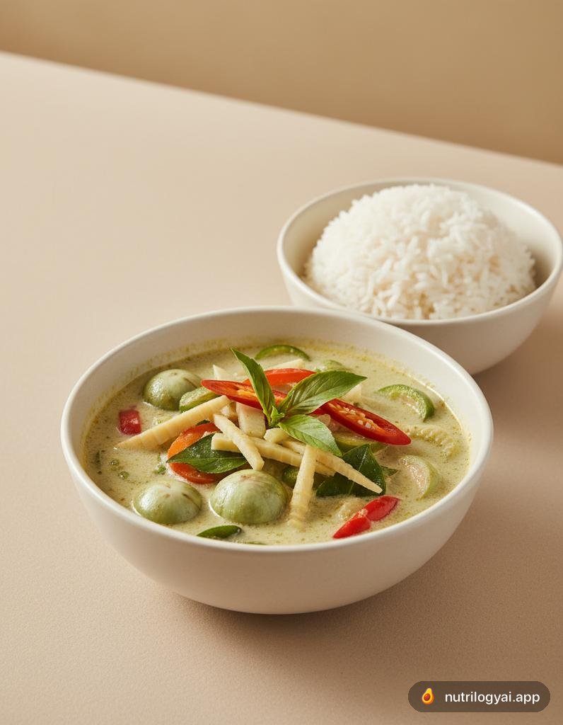 Зеленое карри с овощами