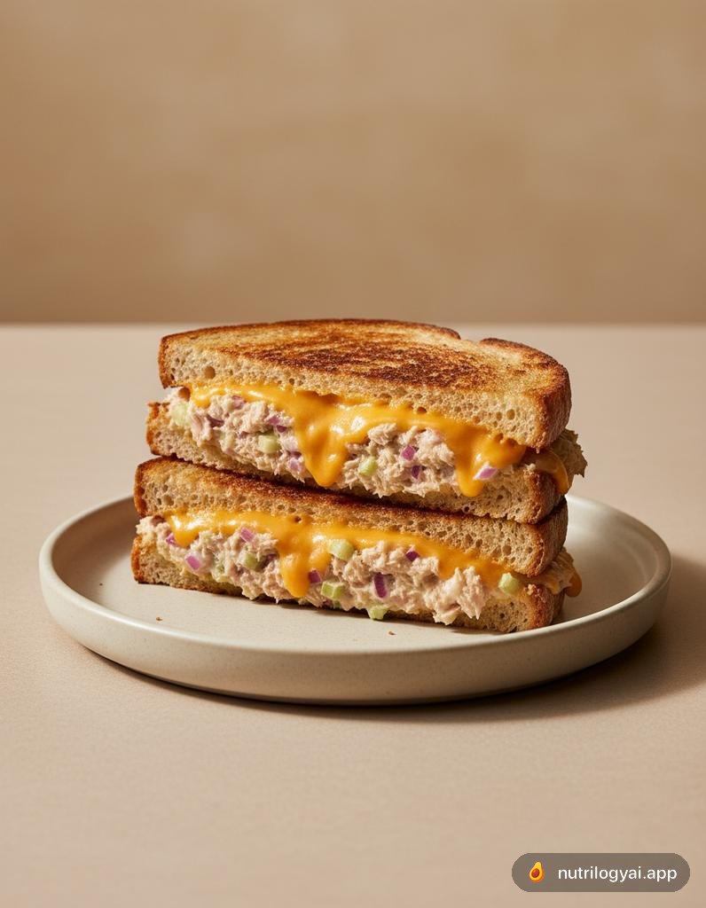 Sándwich de atún con queso fundido