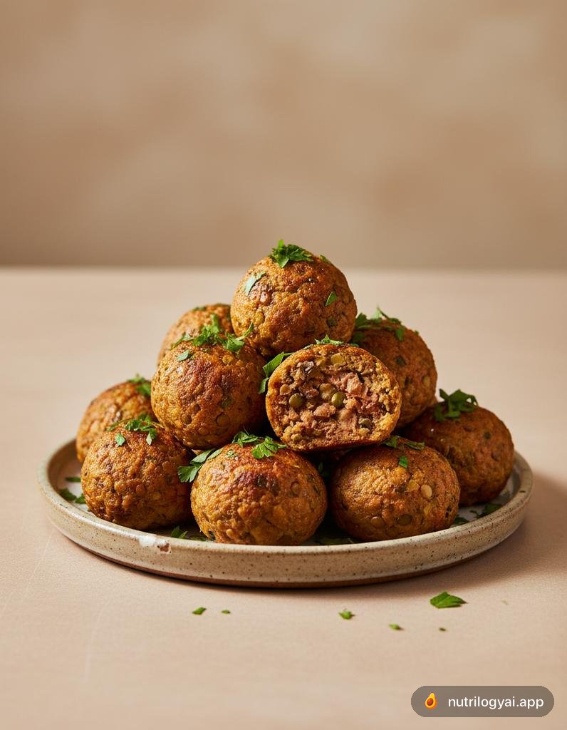 Bolas de champiñones y lentejas