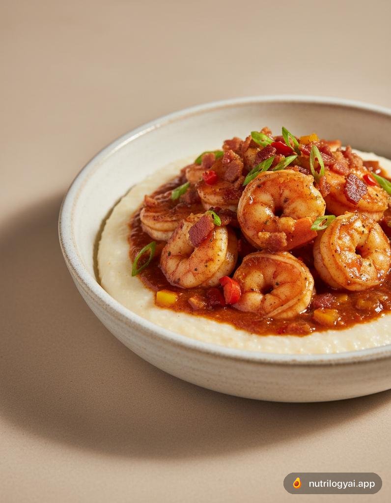 Camarones con sémola de maíz