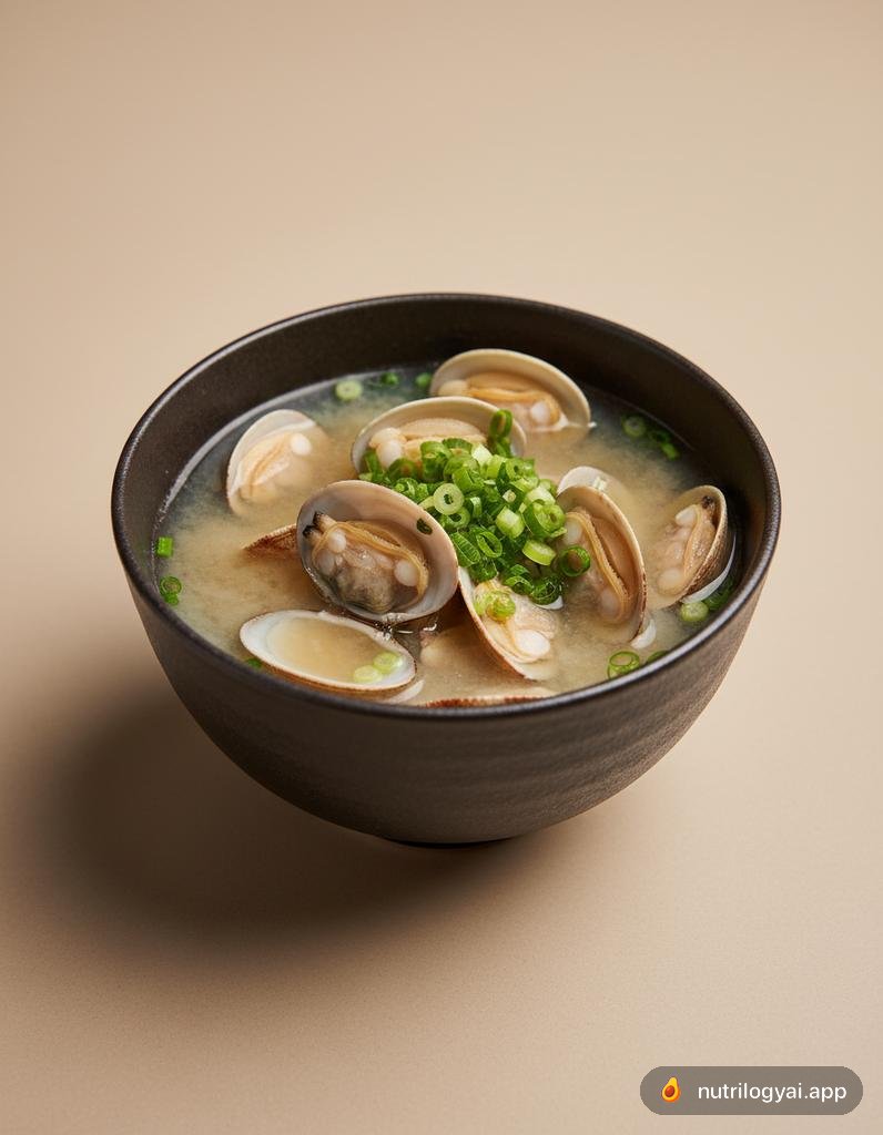 Sopa de missô com amêijoas