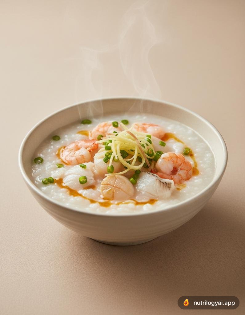 Congee z owocami morza