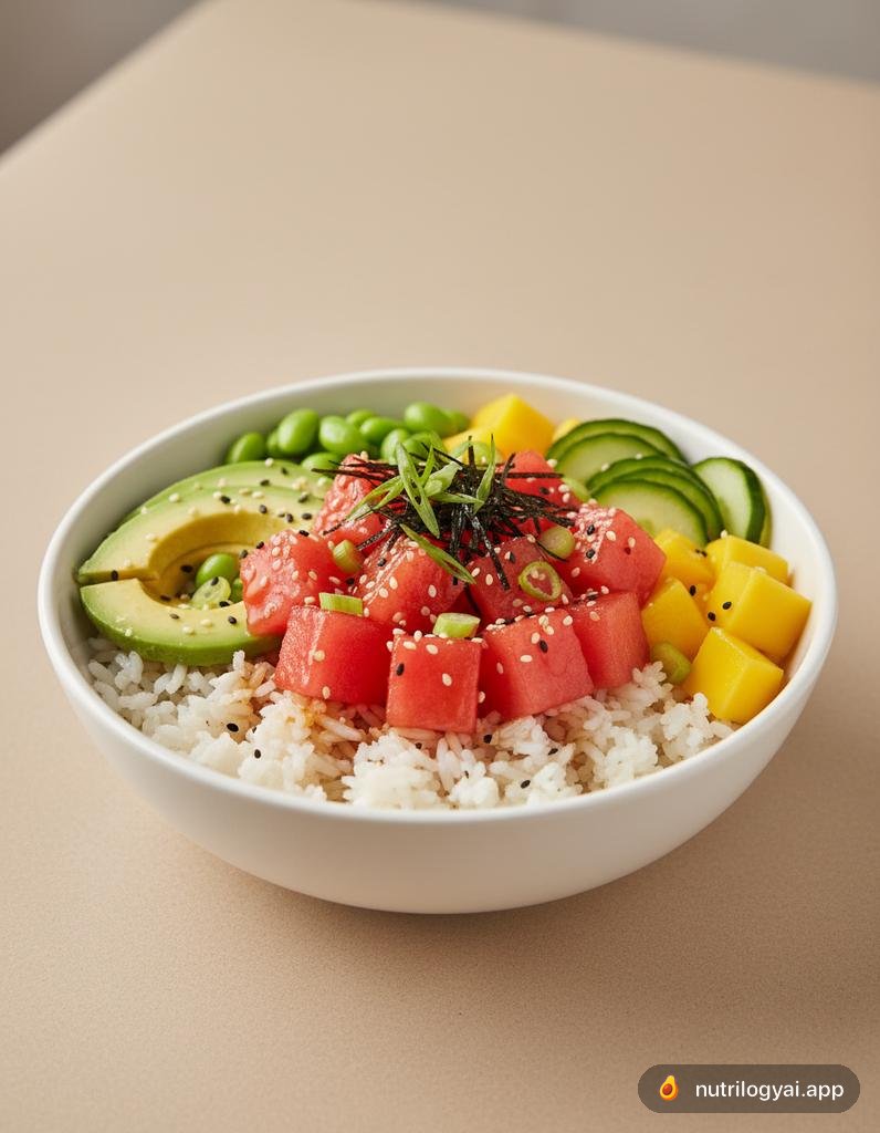 Tigela de poke vegana de melancia