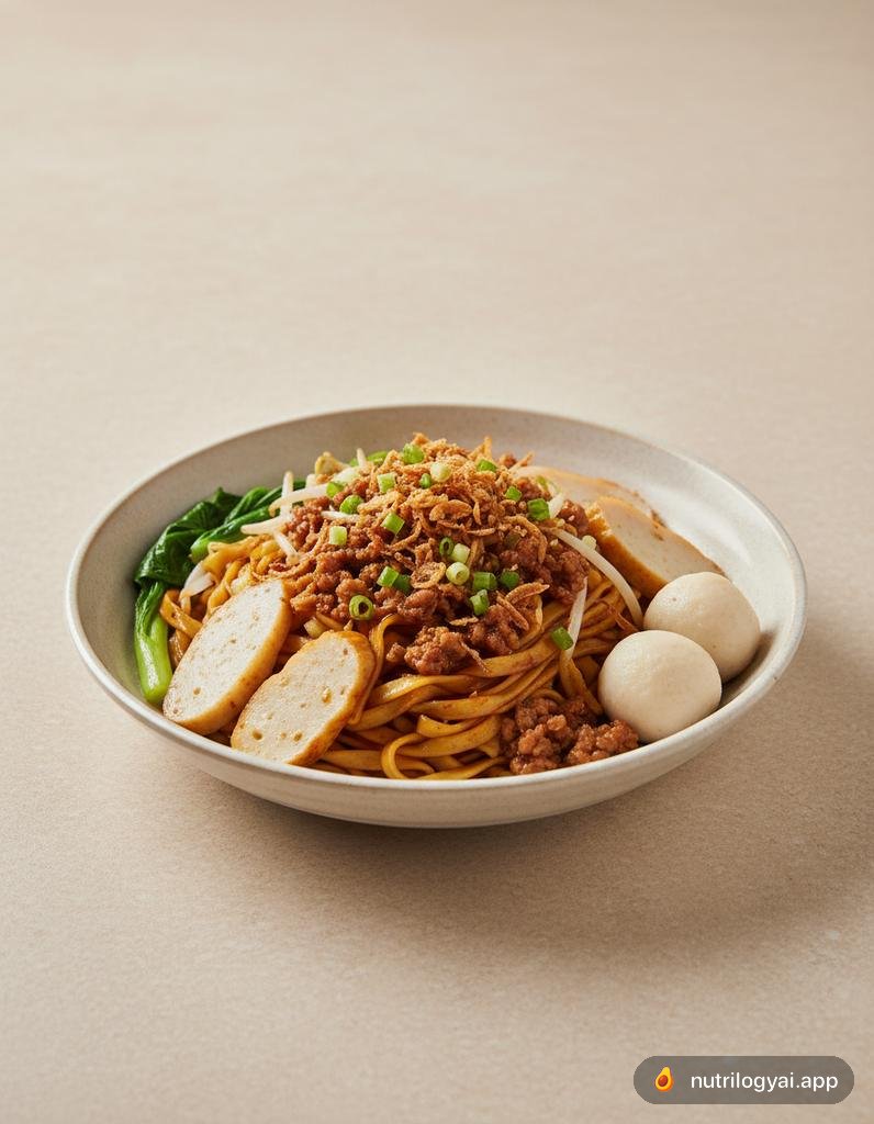 Mee Pok (Singapurski makaron z kulkami rybnymi)