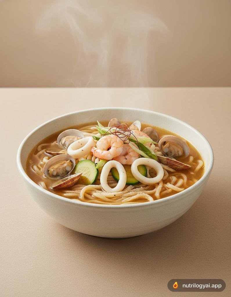 Haemul Kalguksu (Meeresfrüchte-Nudelsuppe mit handgeschnittenen Nudeln)