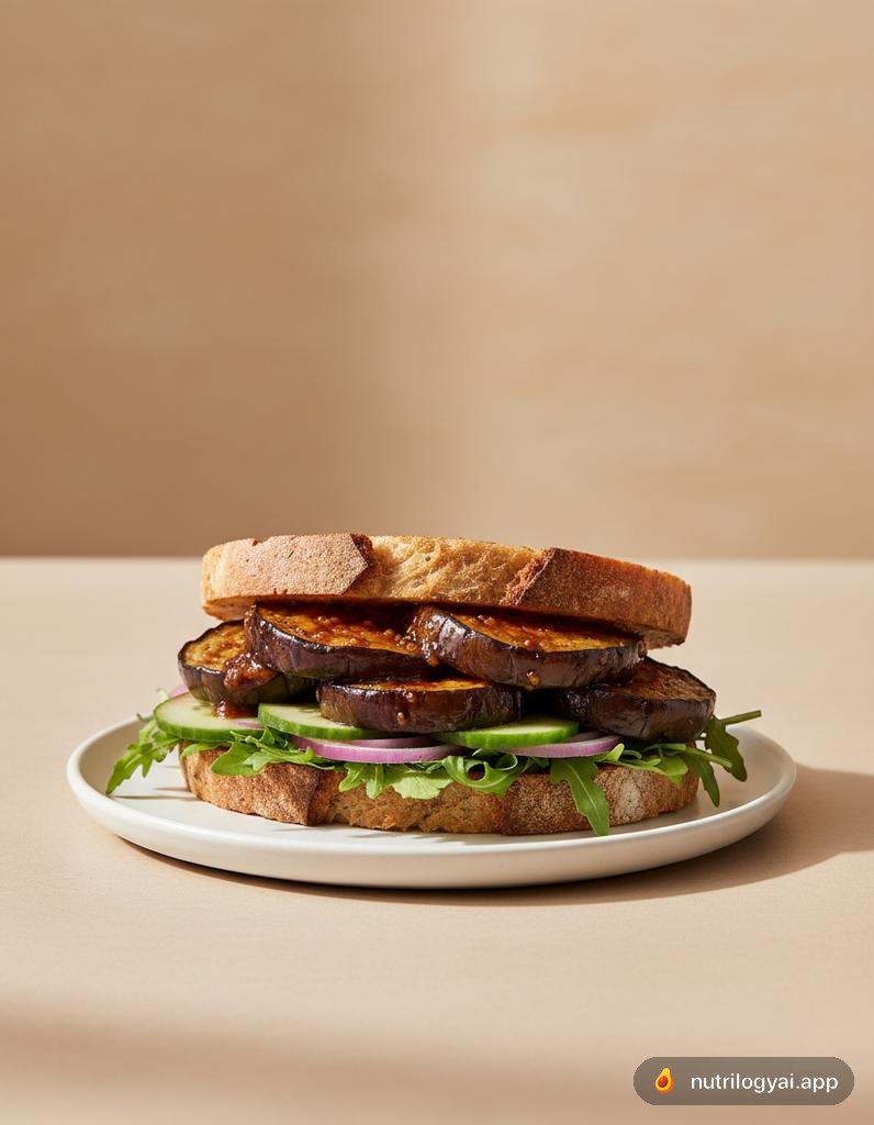 Sándwich de berenjena glaseada con miso