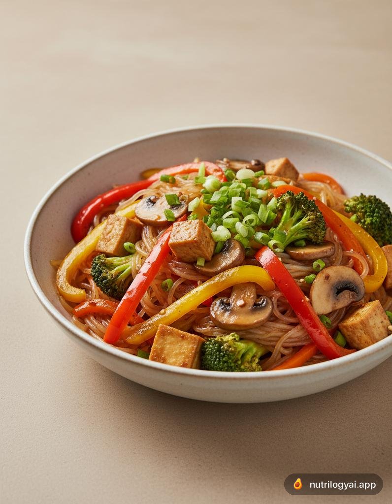 Stir-fry di noodles Shirataki con tofu