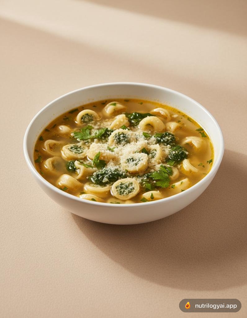 Tortellini vegetariano en caldo