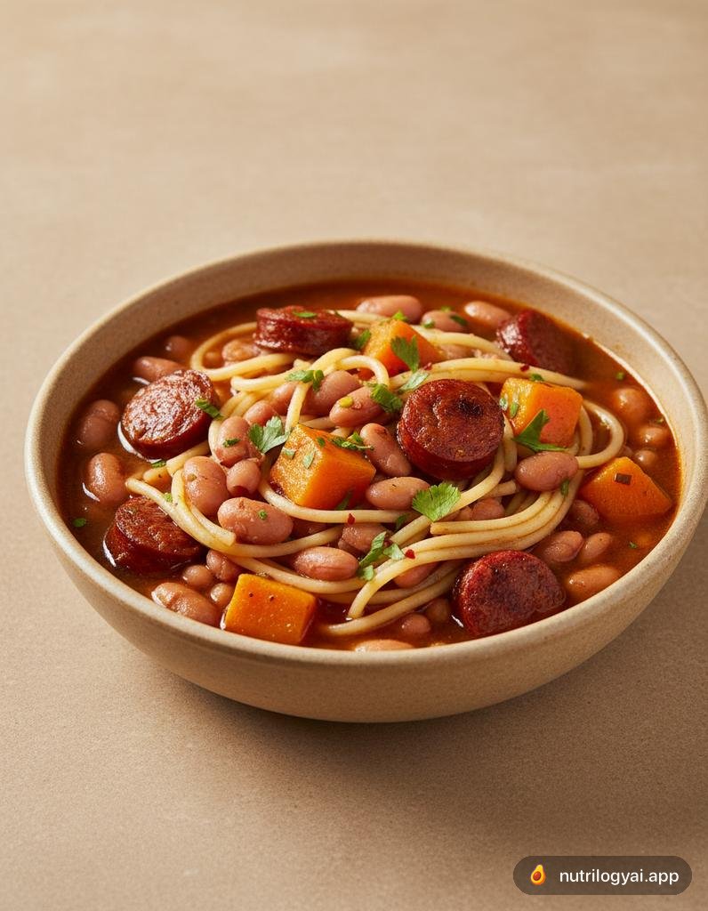 Porotos con Riendas (Feijão Chileno com Espaguete)