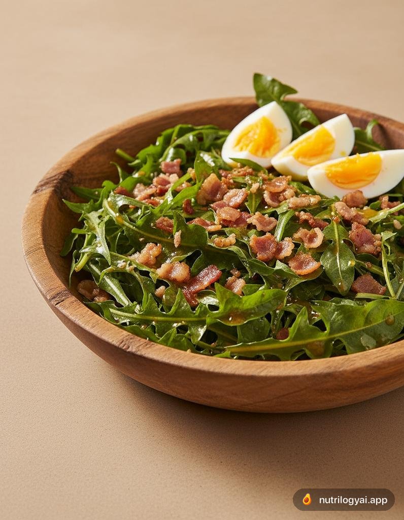Insalata di tarassaco con condimento caldo al bacon