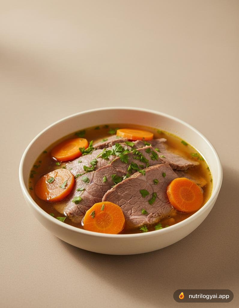 Қайнатылған сиыр еті мен сәбіз