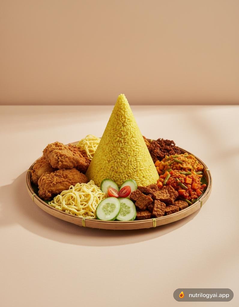 Nasi Tumpeng (Plat de riz jaune en forme de cône)