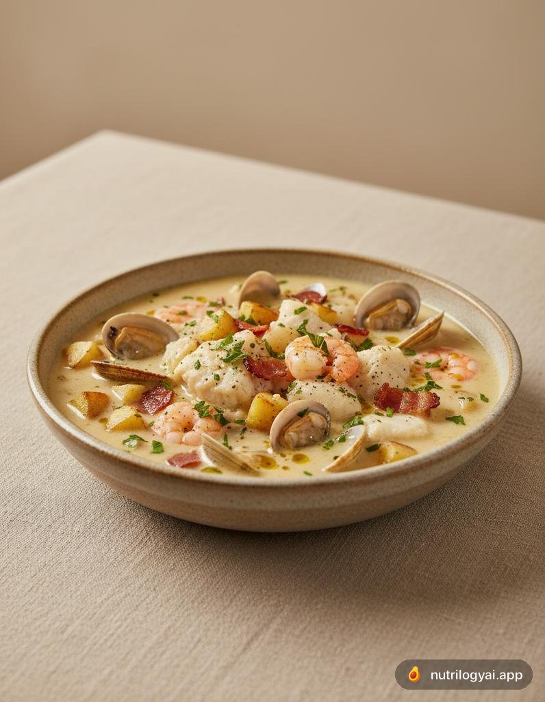Sopa cremosa de frutos do mar (Chowder)